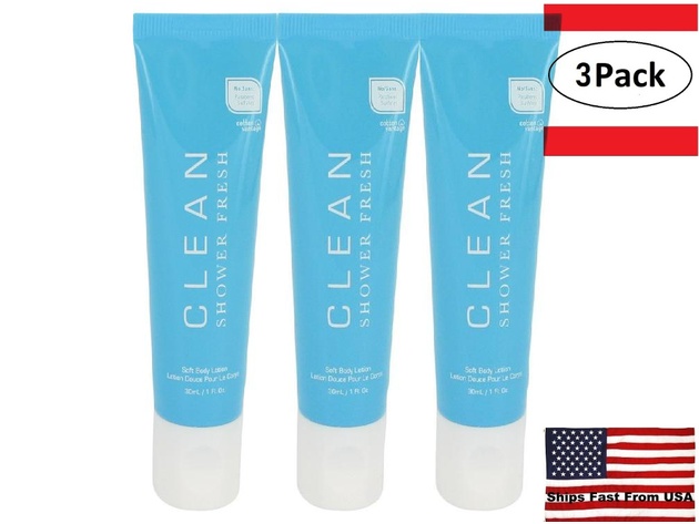 3 Pack Clean Shower Fresh by Clean Body Lotion 1 oz for Women