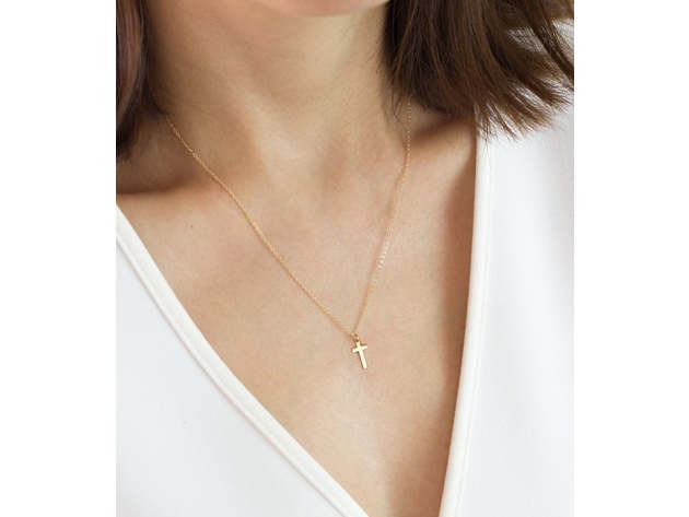 Tiny Cross Necklace - Yellow