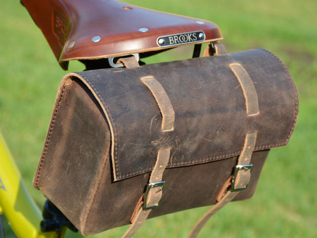 Roll Bicycle Saddle Bag Real Leather WINE BROWN Handlebar Frame Seat Bag 