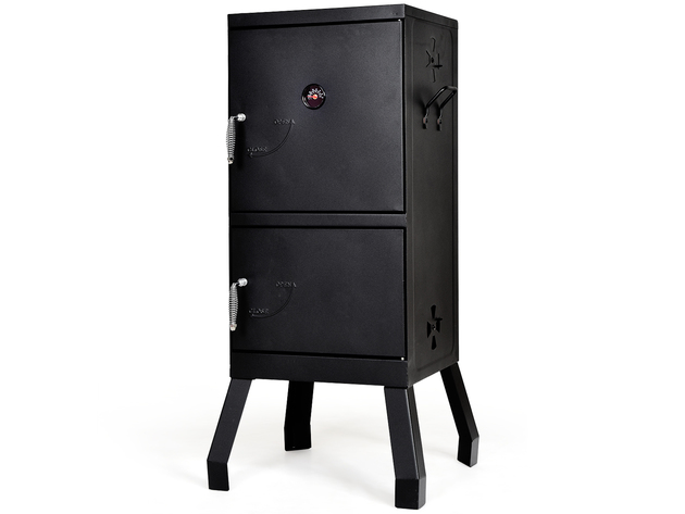 Costway Vertical Charcoal Smoker BBQ Barbecue Grill w/ Temperature Gauge Outdoor Black - Black