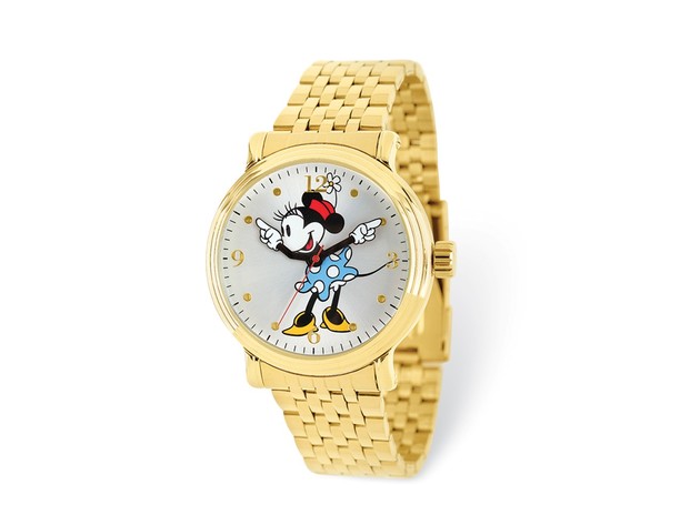 Disney Ladies Size Gold-tone Minnie Blue Dress Watch