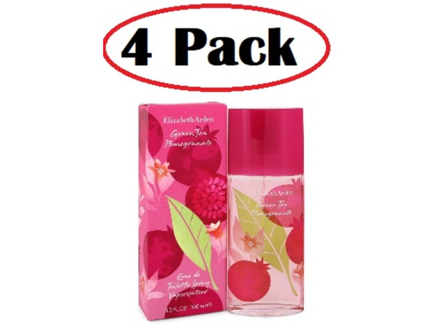 4 Pack of Green Tea Pomegranate by Elizabeth Arden Eau De Toilette Spray 3.3 oz