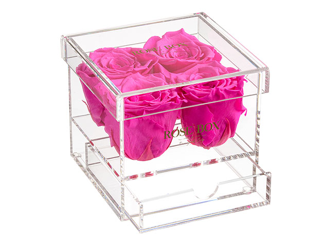 Rose Box 4-Rose Jewelry Box (Neon Pink)