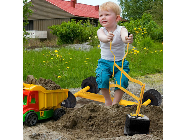 Costway Heavy Duty Kid Ride-on Sand Digger Digging Scooper Excavator for Sand Toy