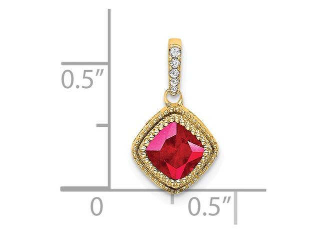 2/5 Carat (ctw) Natural Ruby Pendant Necklace in 14K Yellow Gold with Diamonds and Chain
