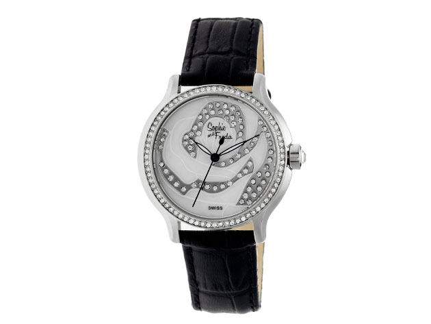 Sophie & Freda Monaco Women's Leather Watch (Black/Silver)