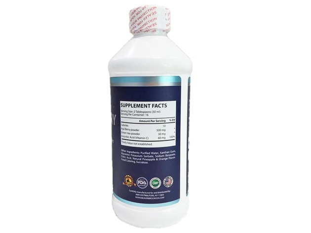 Beaver Brook Liquid Acai Berry 500mg Dietary Supplement with Green Tea and Vitamin C - Orange Pineapple - 32oz