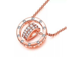 Rose Gold Heart Necklace with Cubic Zirconia Stones
