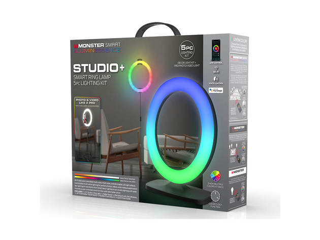 Monster MLB71068RGB Studio+ Smart Ring Lamp and LED Vlogging Kit