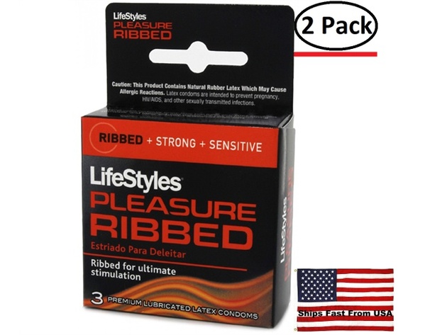 ( 2 Pack ) Lifestyles Pleasure Ribbed Lubricated Condoms - 3 Pack