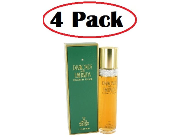 4 Pack of DIAMONDS & EMERALDS by Elizabeth Taylor Eau De Toilette Spray 3.3 oz