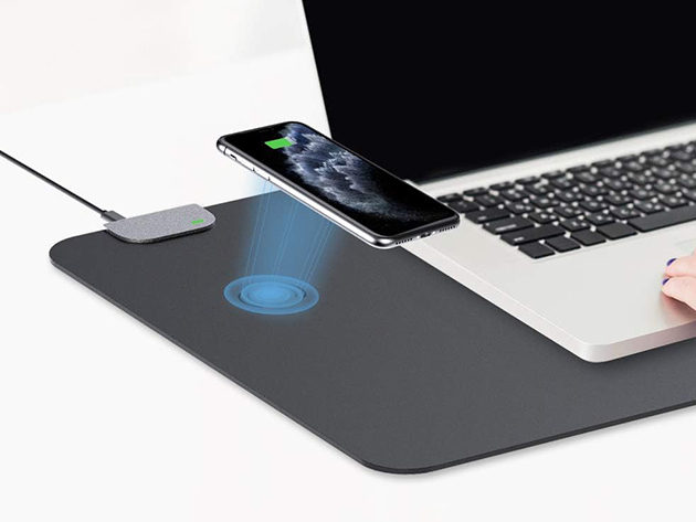 Large PU Leather Desk Pad/Writing Mat with Wireless Charging