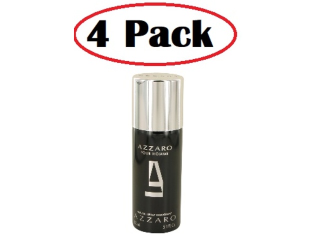 4 Pack of AZZARO by Azzaro Deodorant Spray (unboxed) 5 oz