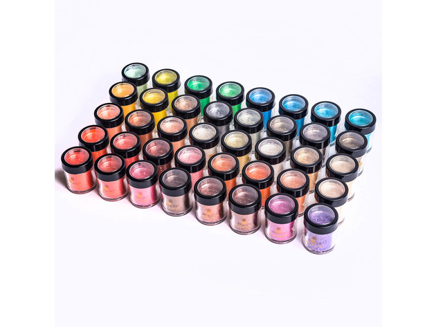 SHANY Loose Pearl Eye Shadow Glitter in Favorite Colors with Two Shadow Brushes - Set of 40 colors