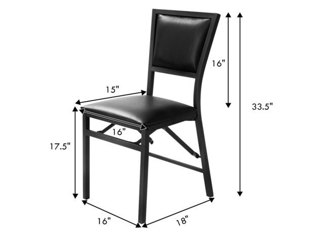 Costway Set of 2 Metal Folding Chair Dining Chairs Home Restaurant Furniture Portable Black - Black