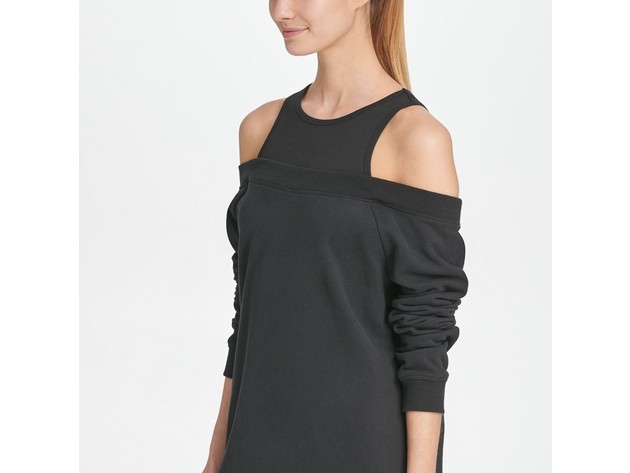 DKNY Women s Cold Shoulder Shirt Dress Black Size Small StackSocial