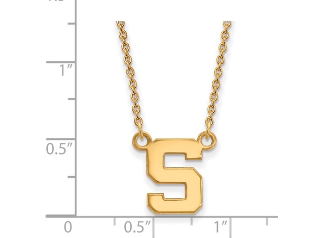 14k Gold Plated Silver Michigan State Small 'S' Pendant Necklace