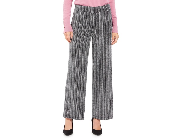 JM Collection Women's Petite Metallic Wide-Leg Pants Black Size Large