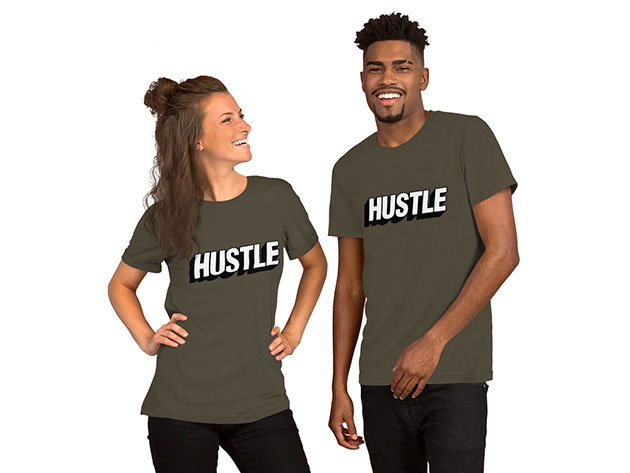 HUSTLE Unisex T-Shirt – Army (Large)
