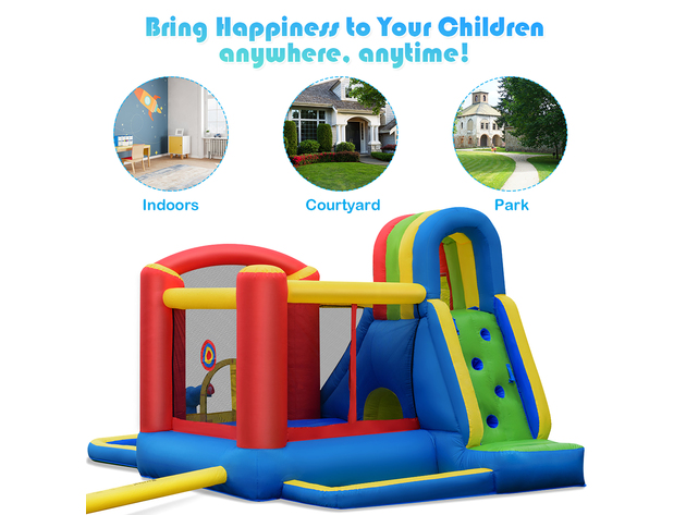 Costway Inflatable Kid Bounce House Slide Climbing Splash Pool Jumping Castle - As Picture Shows