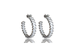 Silver Hoop Earrings with Angled Princess Cut White Diamond Cubic Zirconia