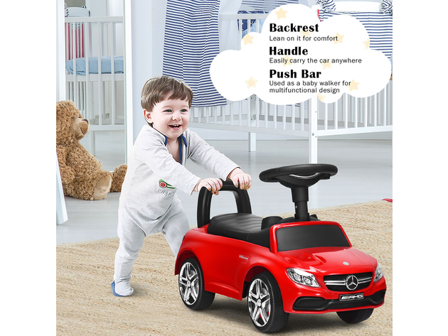 AMG Mercedes Benz Licensed Kids Ride On Push Car with Music Horn and Storage White\Black\Red - Red
