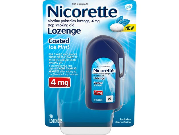 Nicorette Coated Nicotine Lozenge Stop Smoking Aid, Features a Smooth Coated Shell and a Delicious Mint Flavor Tablet, Ice Mint, 20 Count