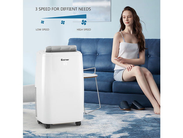 Costway 1,2000 BTU Portable Air Conditioner Multifunctional Air Cooler w/ Remote - White