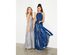 Sequin Hearts Women's Glitter V-Neck Trumpet Gown Silver Size 0
