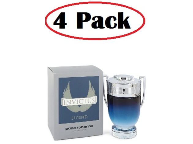 4 Pack of Invictus Legend by Paco Rabanne Eau De Parfum Spray 3.4 oz