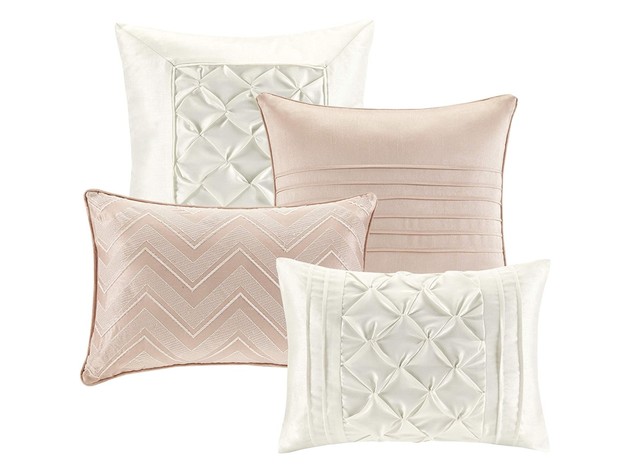 Madison Park Essentials 24 Piece Room in a Bag Comforter Set Queen Blush