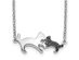 Mother and Baby Kitten Charm Necklace in 14K White Gold with Black Diamonds Accents