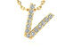 Diamond "V" Initial Yellow Gold Necklace