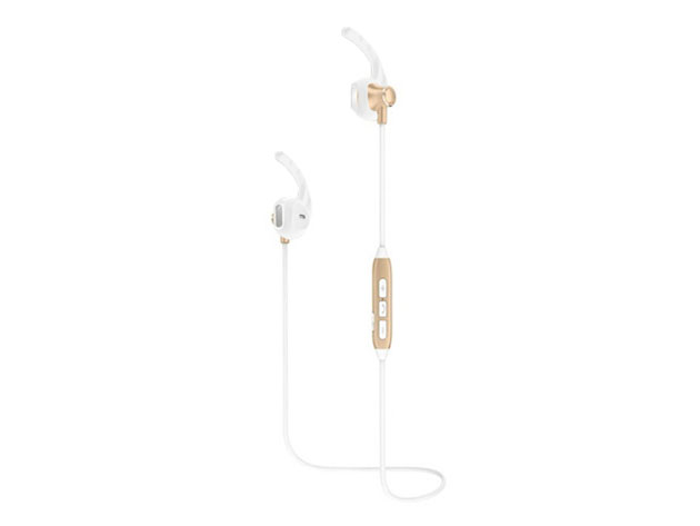 Bluetooth Wireless Headphones (Gold/White) + Earhoox (White) Bundle