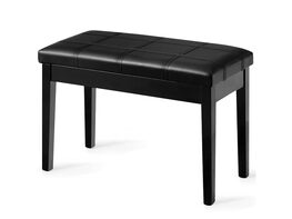Costway Solid Wood PU Leather Piano Bench Padded Double Duet Keyboard Seat Storage Black