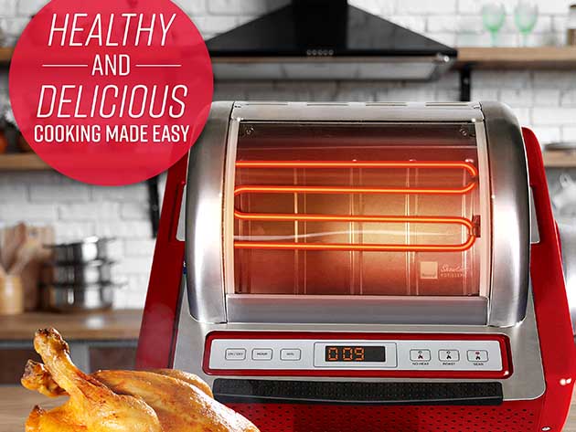 Ronco EZ-Store Large Capacity (15lbs) Countertop Rotisserie Oven (Red)