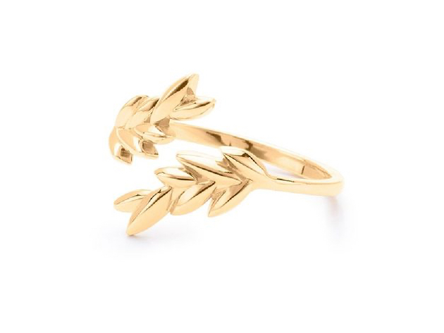 Homvare Women’s 925 Sterling Silver Olive Leaf Cuff Ring - Gold