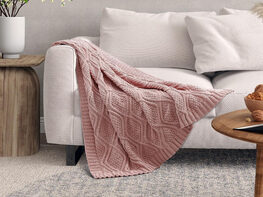 Rosa Chenille Diamond Cable Knit Throw
