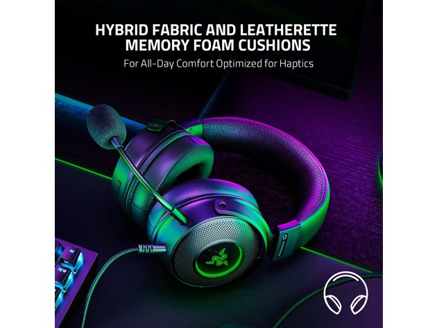 Razer Kraken V3 HyperSense Wired 7.1 Surround Sound Gaming Headset for PC with Chroma RGB Lighting (Refurbished)