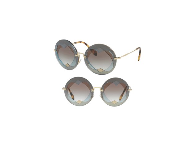 Miu Miu Layered Heart Round Sunglasses Heart-Shaped Insets, Add a Playful Element to Striking Round Sunglasses, Crafted in Italy