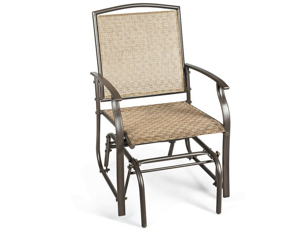 Costway Patio Swing Single Glider Chair Rocking Seating Steel Frame Garden Furni Brown