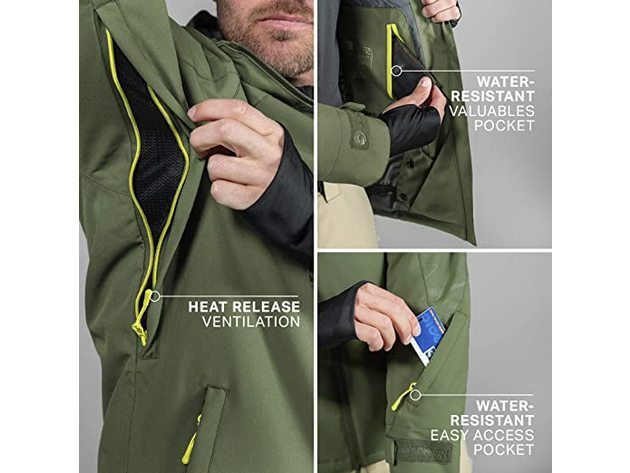 Wildhorn Dover Premium Mens Ski Jacket Insulated Waterproof, XXL - Evergreen (New)