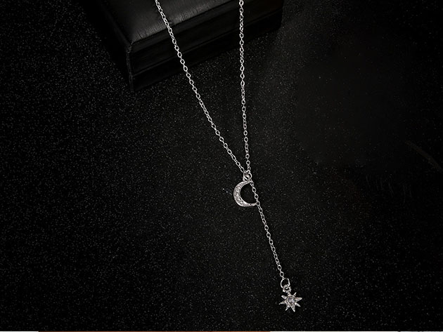 Celestial White Crystal Pav'e Dangling Statement Necklace