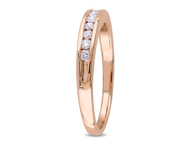 Diamond Anniversary Wedding Band 1/4 Carat (ctw G-H-I, I2-I3) in 10k Rose Pink Gold - 7.5