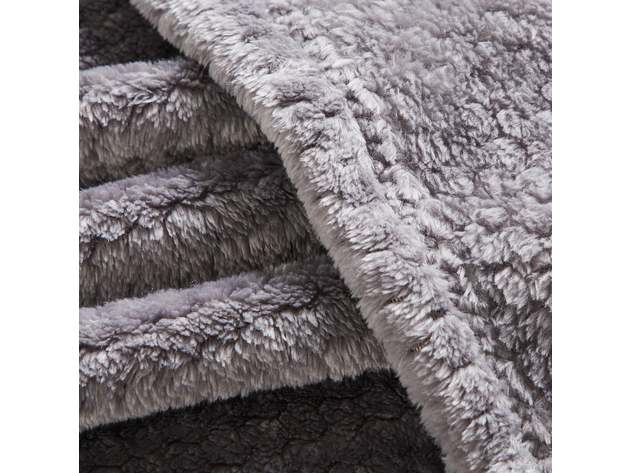 Classic Textured Fleece Throw Charcoal