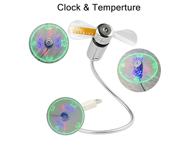 USB Fan Time & Temperature Display Clock