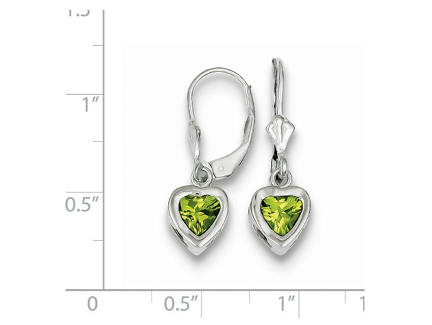 Peridot Drop Heart Earrings 1.50 Carat (ctw) in Sterling Silver