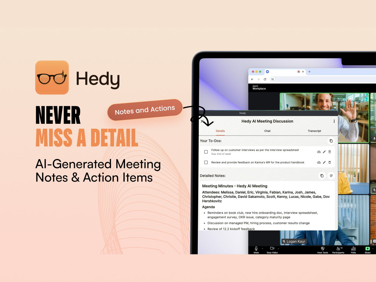 Hedy AI: Real-Time AI Meeting Coach (Pro License, 1-Year Subscription)
