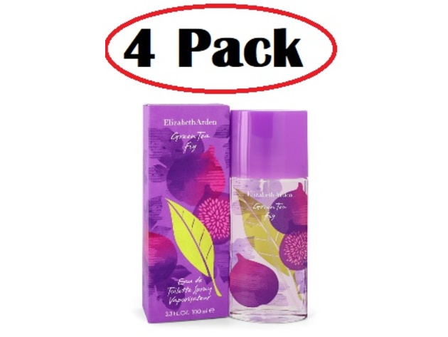 4 Pack of Green Tea Fig by Elizabeth Arden Eau De Toilette Spray 3.3 oz