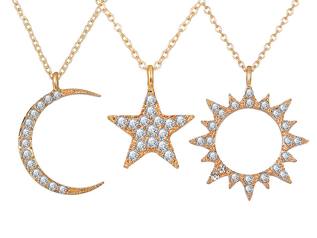 3-Piece Celestial Pave Necklace with Swarovski® Crystals